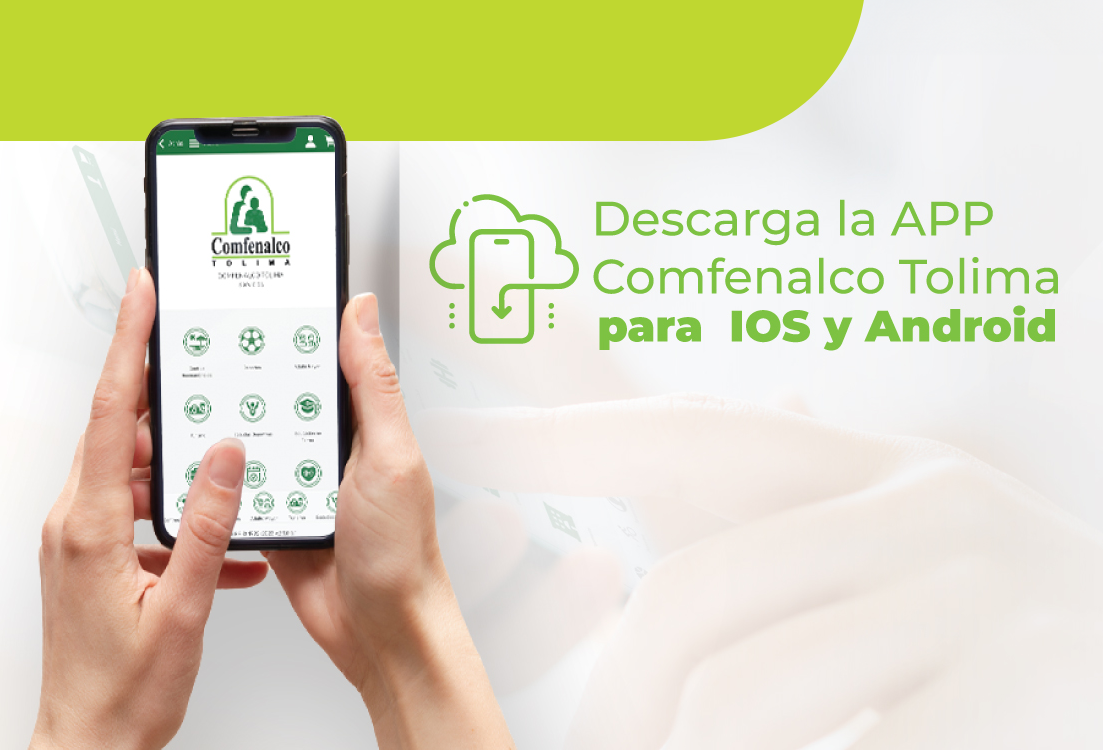 Celular mostrando aplicación APP Comfenalco Tolima