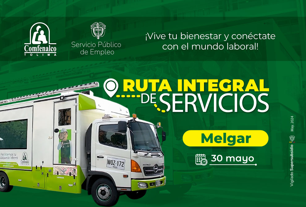 ¡Este 30 de mayo, la Ruta Integral de Servicios estará en Melgar!